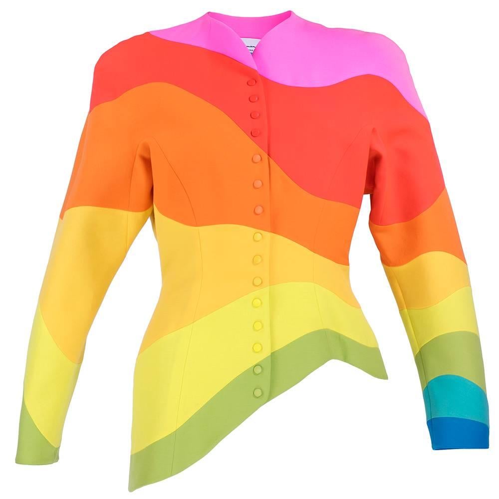 Mugler 90s Rainbow Stripe Jacket For Sale