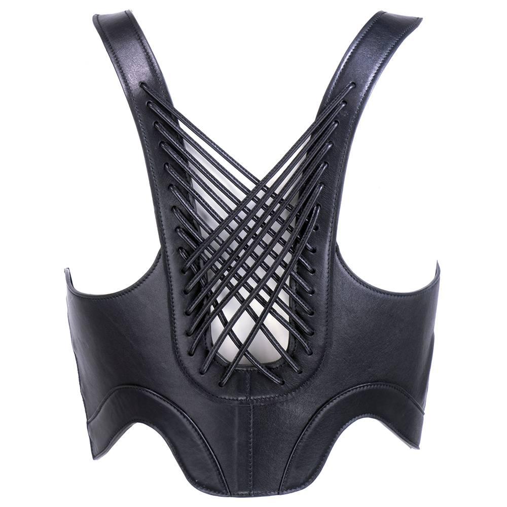 Alexander McQueen Black Leather Harness Bodice In New Condition In Los Angeles, CA