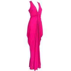 McQueen 2000s Fuschia Jersey Goddess Gown
