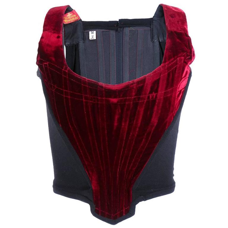 Vivienne Westwood 90s Red Velvet Front Corset Top at 1stDibs  vivienne  westwood velvet corset, vivienne westwood 90s corset, red velvet bustier