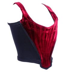 Vivienne Westwood 90s Red Velvet Front Corset Top