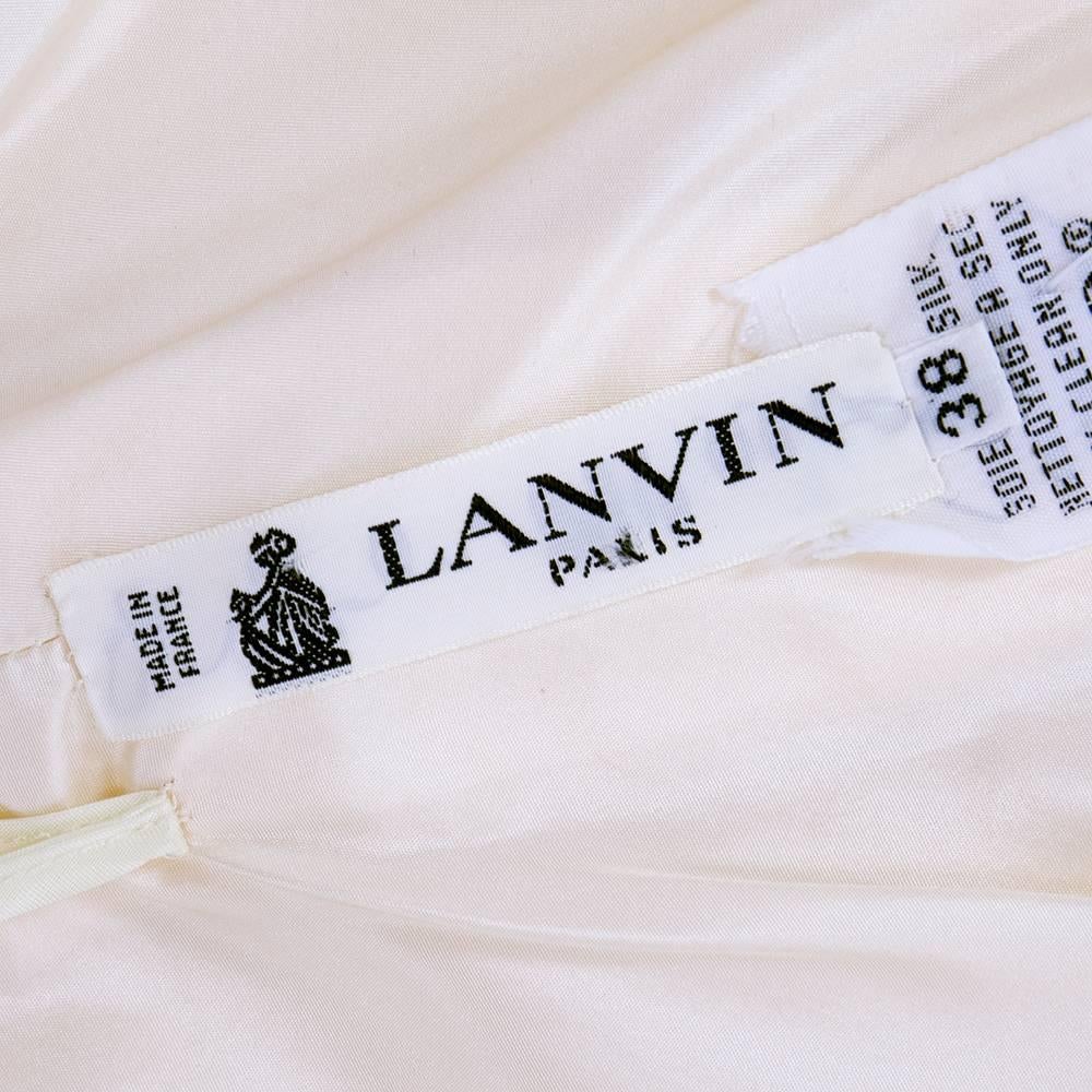 Lanvin 90s Ivory Beaded Strapless Top In Excellent Condition For Sale In Los Angeles, CA