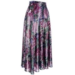 Krizia 70s Rainbow Floral Sequin Full Skirt 5