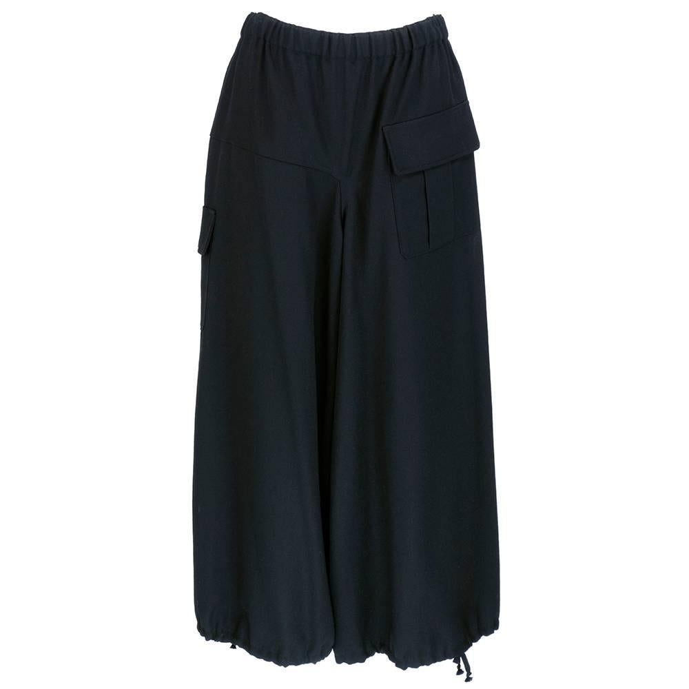 Comme des Garçons Black Wool Wide Legged Pants For Sale