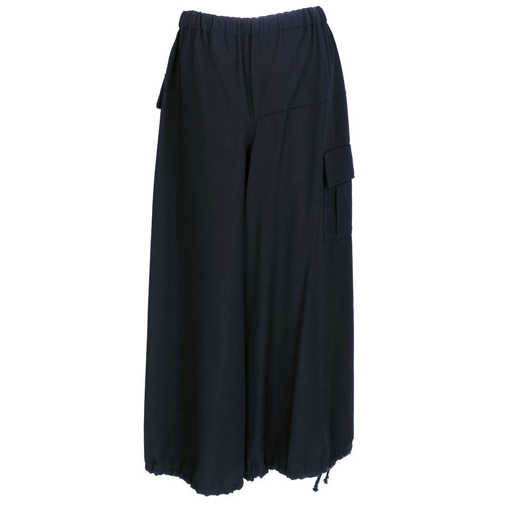 Comme des Garçons Black Wool Wide Legged Pants In New Condition For Sale In Los Angeles, CA