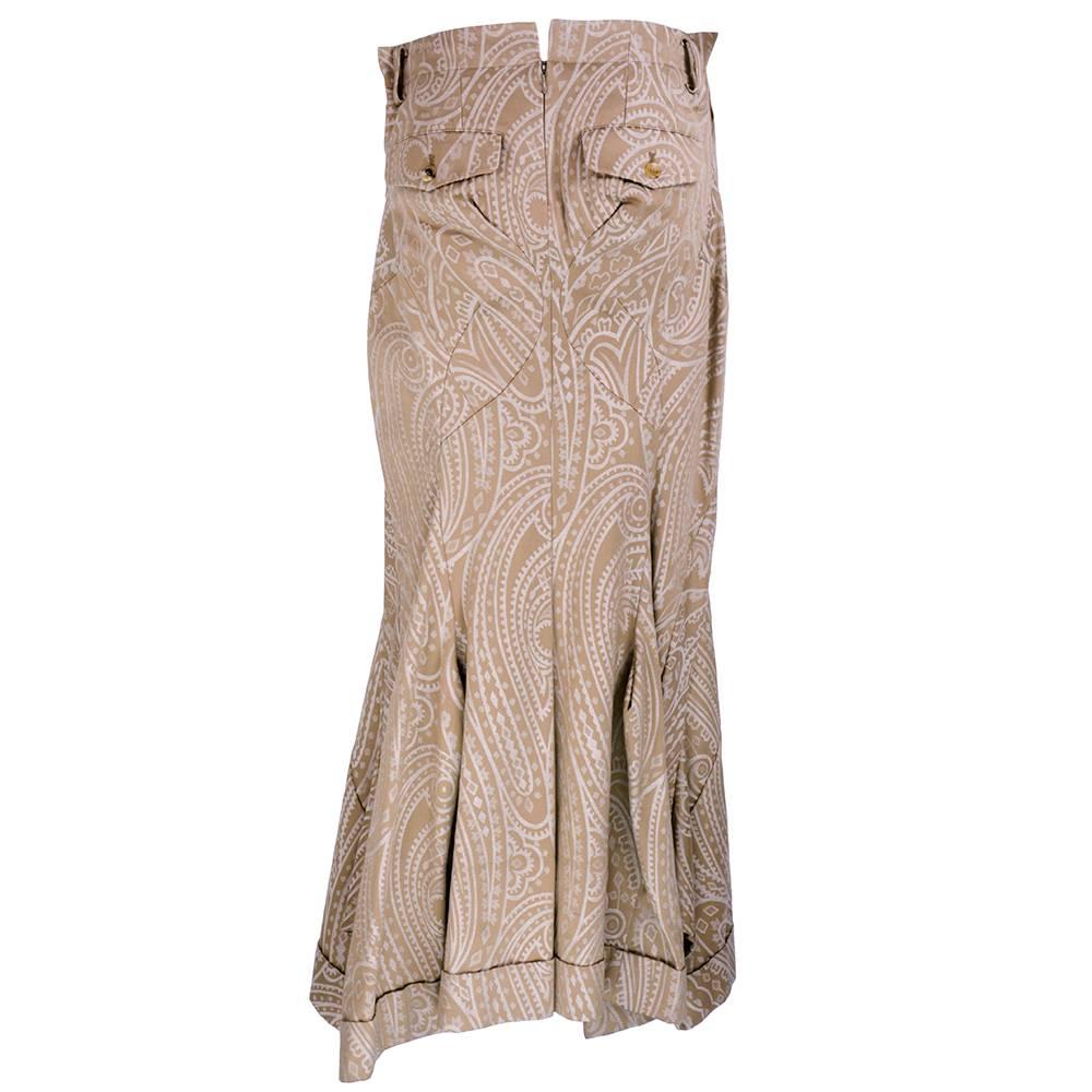 Brown 2006 Comme des Garcons Taupe Paisley Jacquard Skirt For Sale