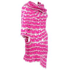 2004 Comme des Garçons Pink Crochet Mohair Pullover with Silver Edged Trim