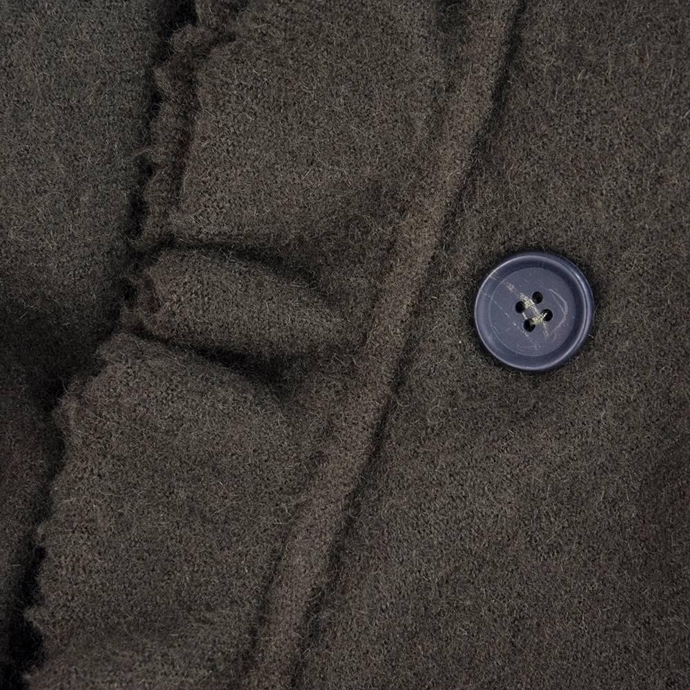 Comme des Garcons Olive Green Boiled Wool Overcoat For Sale 3