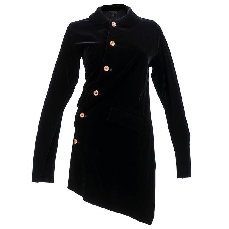 Comme des Garçons Black Velvet Asymmetrical Jacket For Sale at 1stDibs