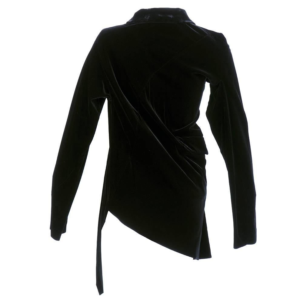 Comme des Garçons Black Velvet  Asymmetrical Jacket In Excellent Condition For Sale In Los Angeles, CA