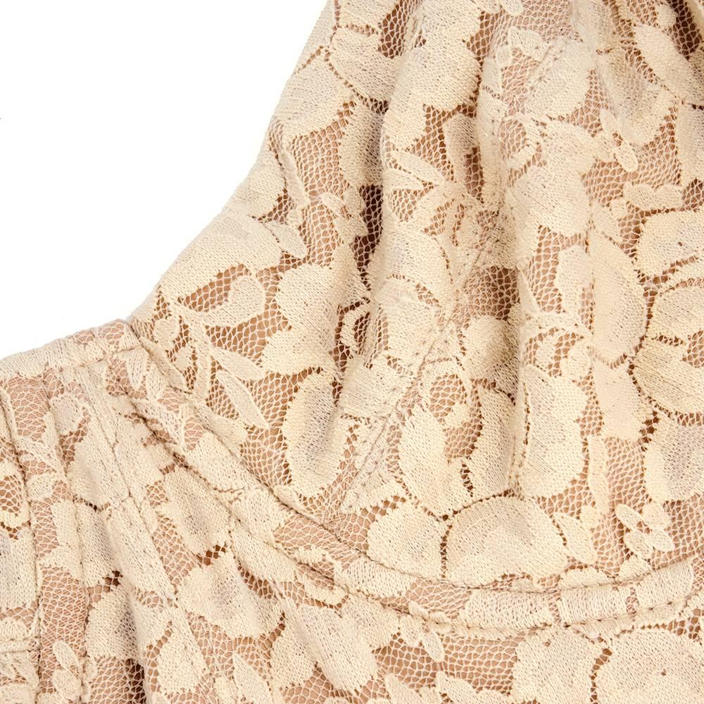 Beige 1990s Norma Kamali Nude Stretch Lace Catsuit
