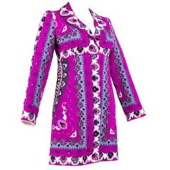 1960s Pucci Magenta Print Coat Dress