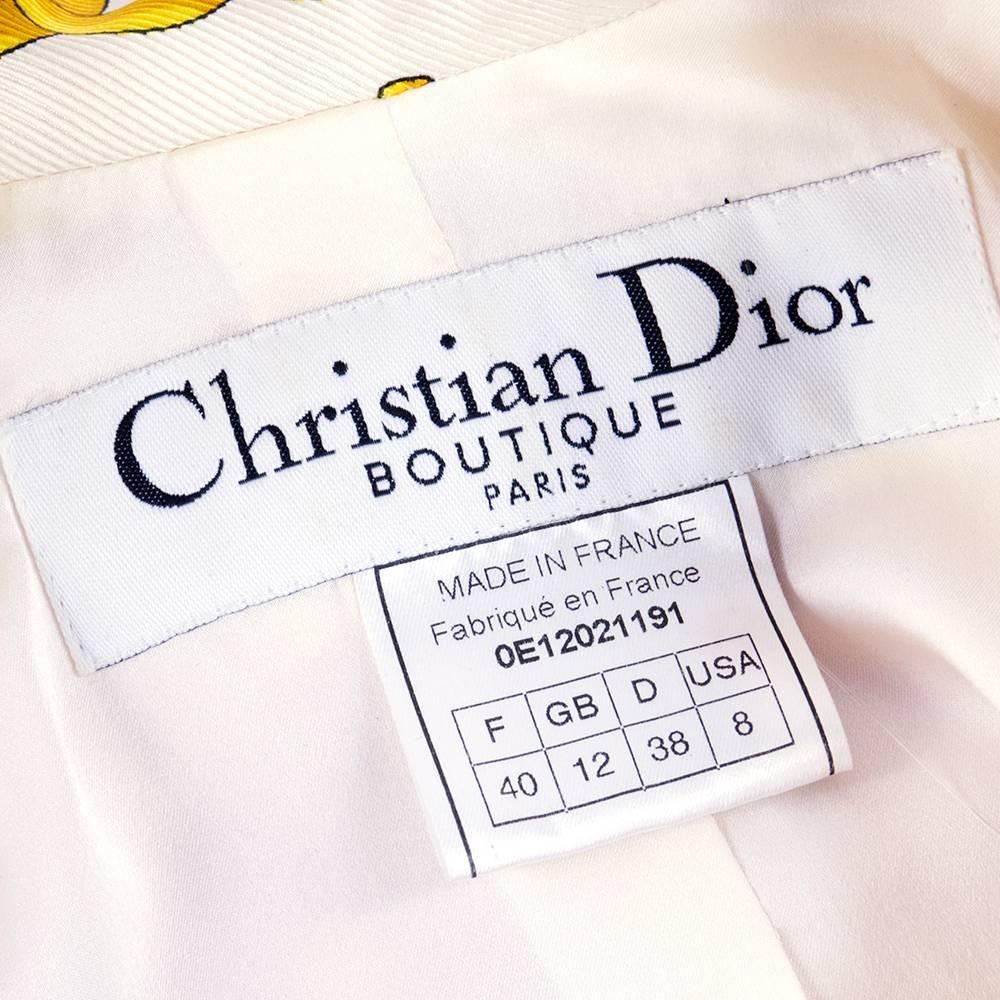 Beige Christian Dior Boutique Equestrian Theme Cropped Silk Twill Jacket