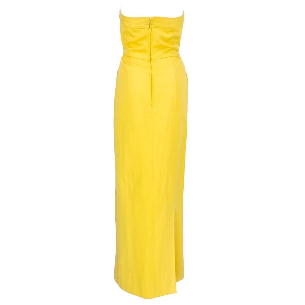 -80s Chanel Yellow Strapless Gown In Excellent Condition In Los Angeles, CA