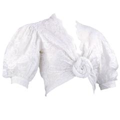 1980s Lanvin White Lace Bolero Jacket