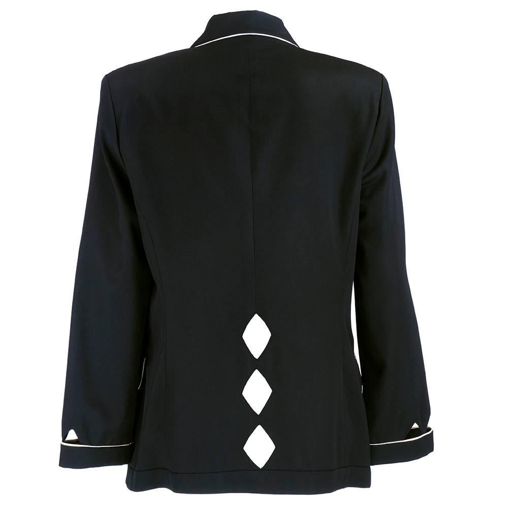MATSUDA 90s Black Blazer with Cutouts In Excellent Condition For Sale In Los Angeles, CA