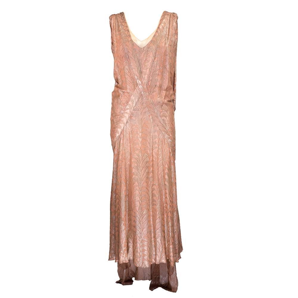 30s Zama Copper Lame Deco Gown For Sale