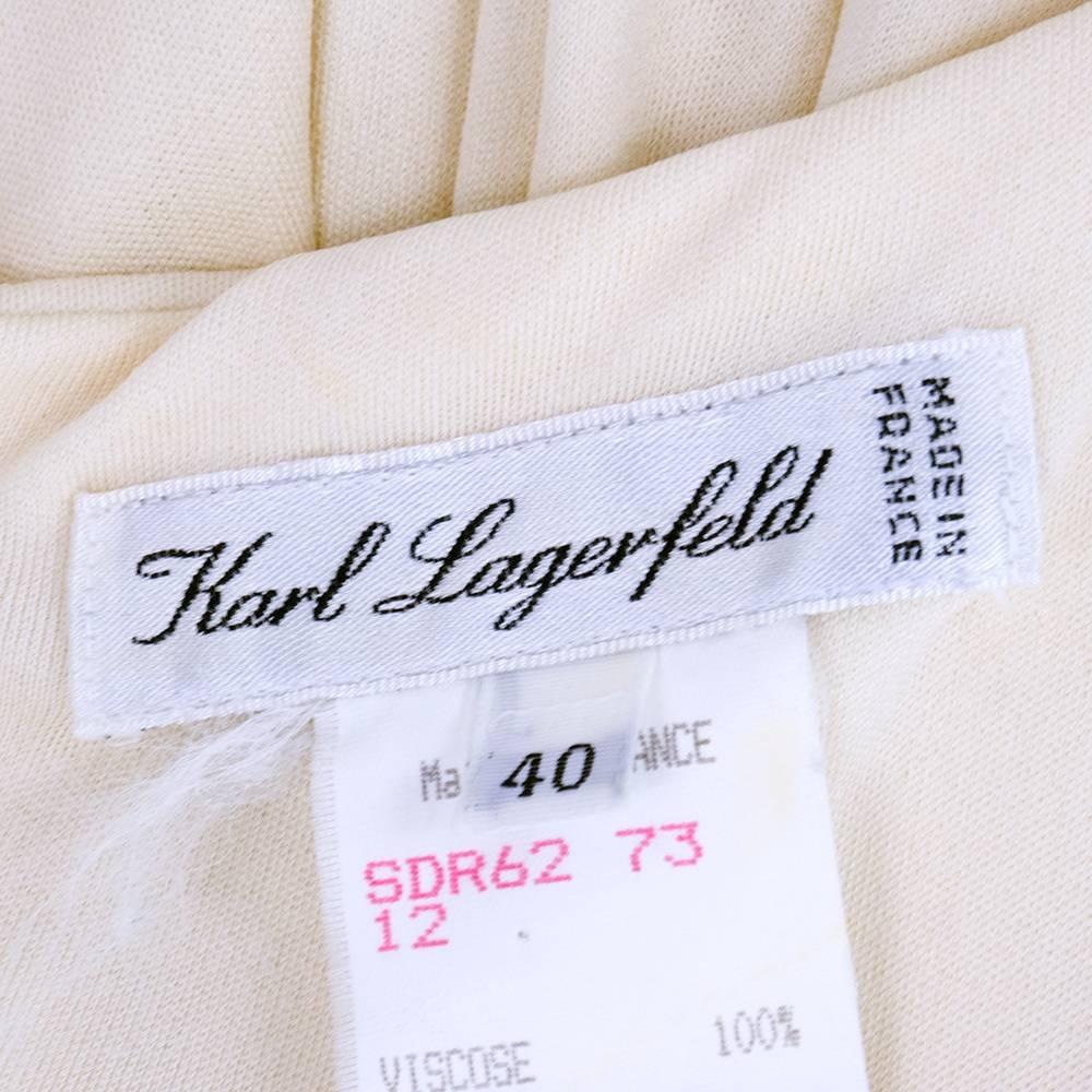 90s Karl Lagerfeld Ivory Jersey Tunic  In Excellent Condition For Sale In Los Angeles, CA