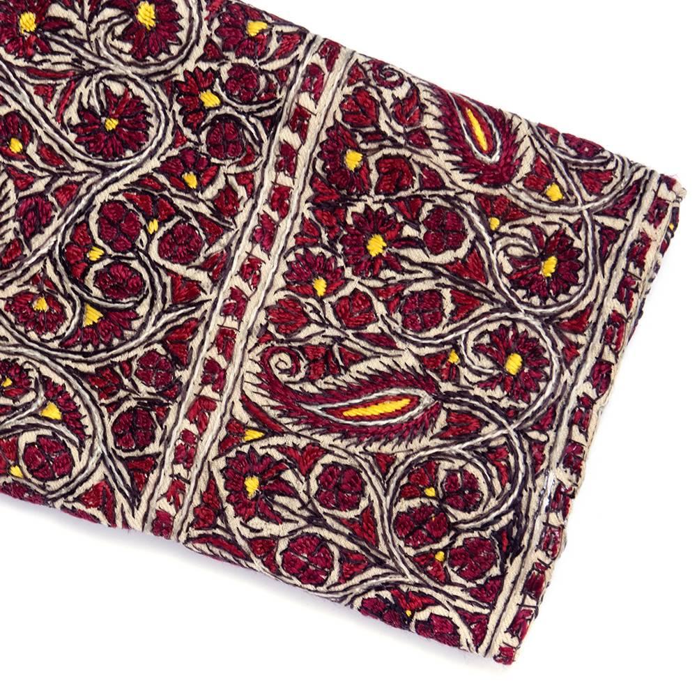Kashmiri Burgundy Paisley Dress  In Excellent Condition For Sale In Los Angeles, CA