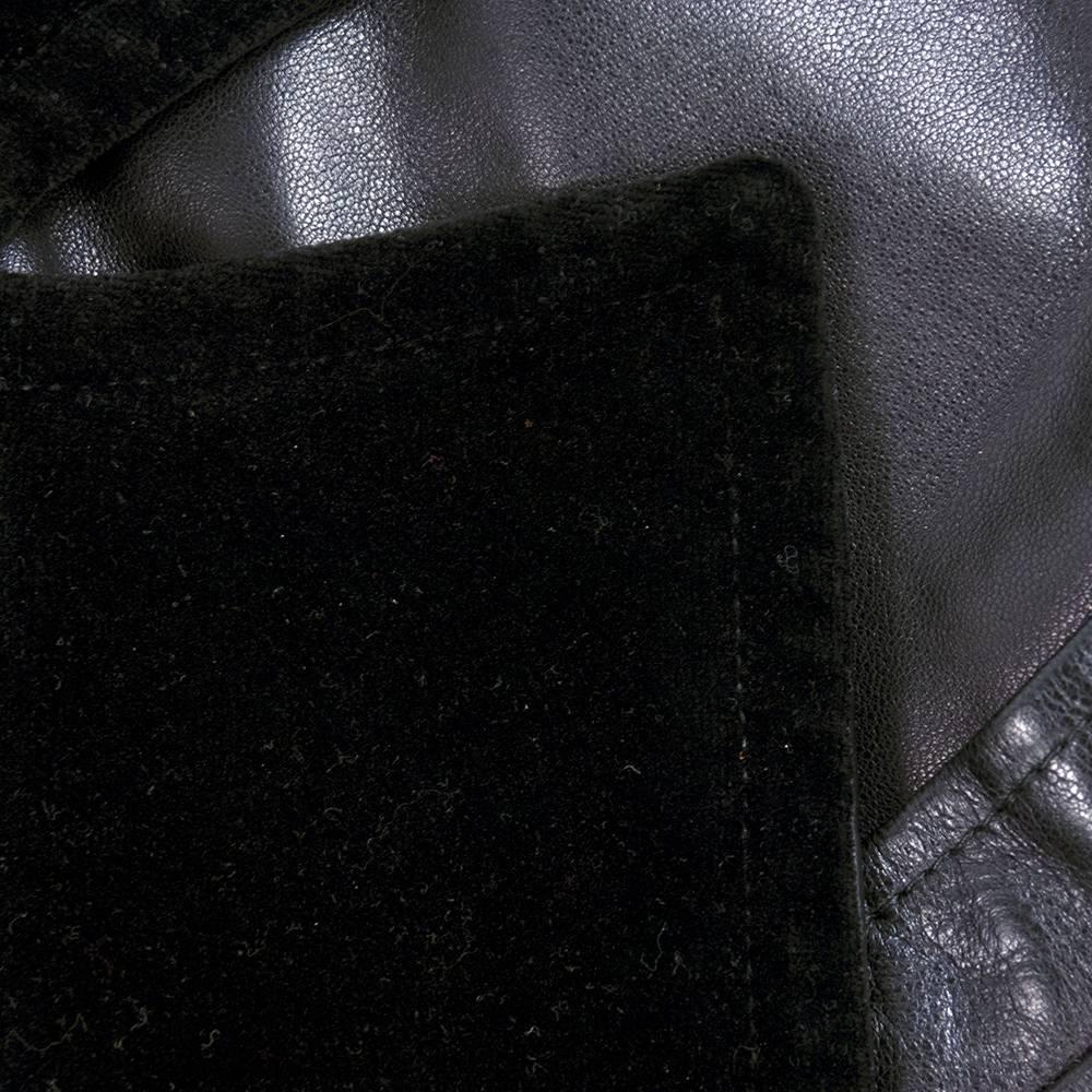 80s Saint Laurent Rive Gauche  Black Leather Coat Dress 3
