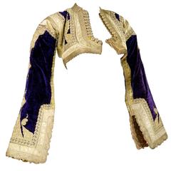 Early 20th Century Ethnic Cropped Purple Velvet Jacket with Gold Braid