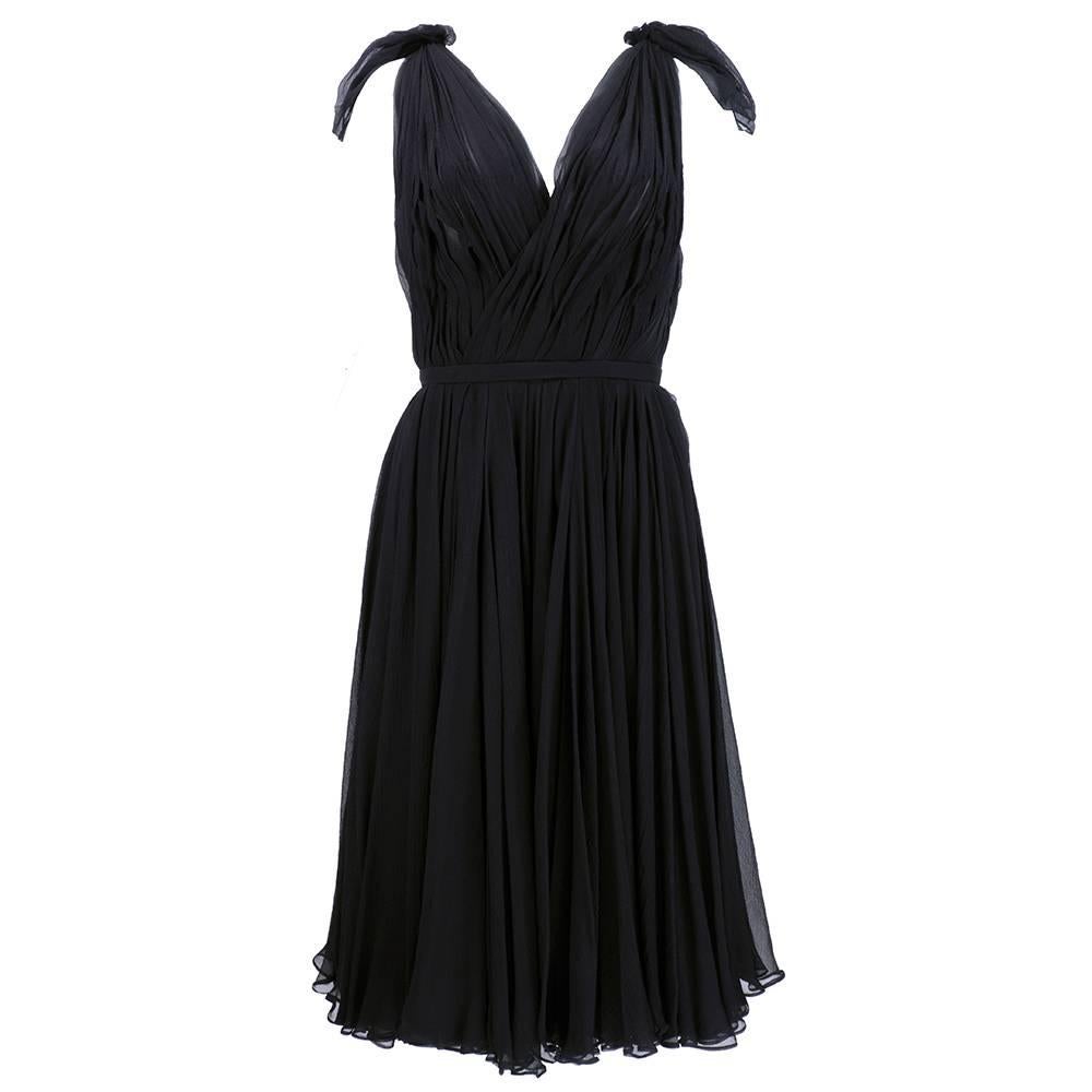Alexander McQueen Black Chiffon 50s Style Cocktail Dress For Sale