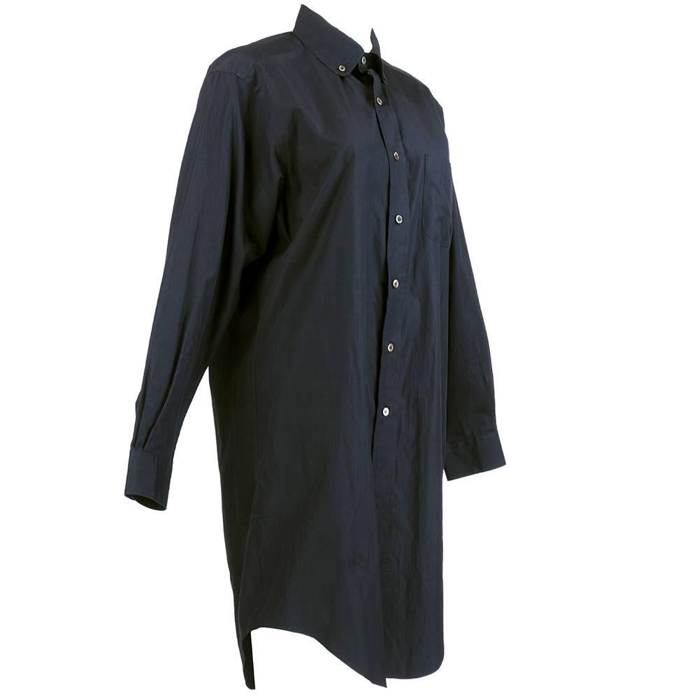 Classic yet quirky button front 100% cotton shirt - oversized and perfectly proportioned. Can be worn as top or dress.  By Comme Des Garcon.