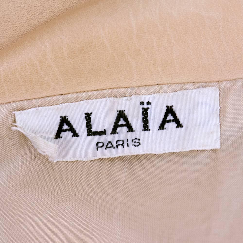 90s Alaia Oversized Nude Leather Jacket  In Excellent Condition In Los Angeles, CA