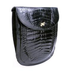 90s AR Black Crossbody Alligator Pouch