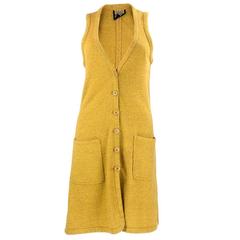 70s Biba Mustard Button Front Mid-Length Dress