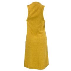 70s Biba Mustard Button Front Mid-Length Dress