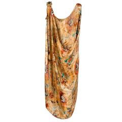 20s Autumnal Floral Gold Lame Dress
