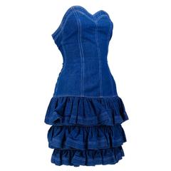 80s Patrick Kelly Blue Denim Mini Dress with Jacket