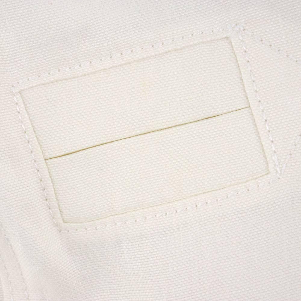2000s Balenciaga White Linen Cropped Pant In Excellent Condition In Los Angeles, CA