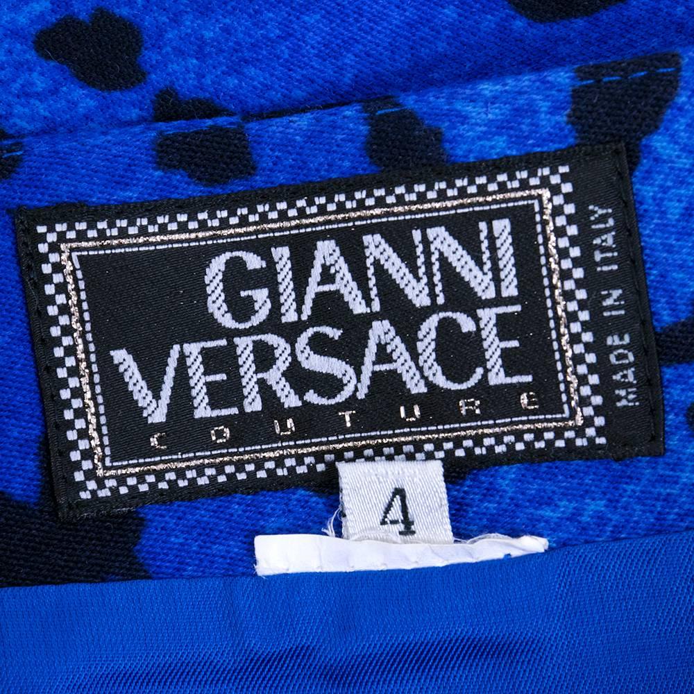 90s Gianni Versace Couture Bold Iconic Print Suit with Logo Hardware For Sale 1