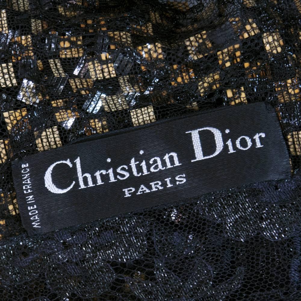70s Christian Dior Black Lace and Mylar Evening Ensemble  For Sale 2