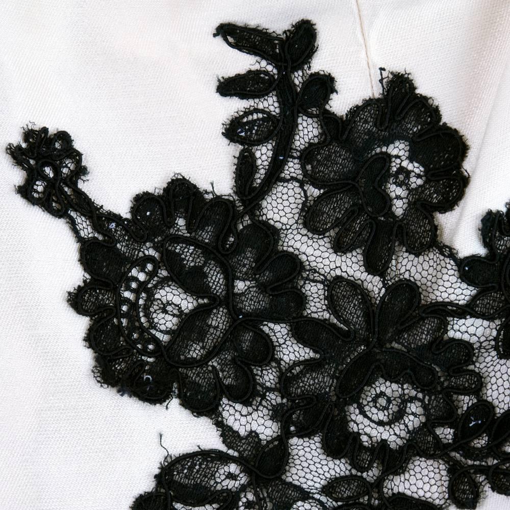 90s Christian Lacroix Black and White Silk and Lace Strapless Cocktail Dress For Sale 2