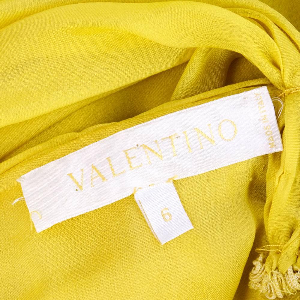 2000s Valentino Yellow Silk Chiffon Peek-A-Boo Cocktail Dress For Sale 4