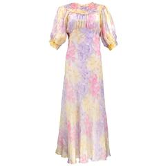 30 Bias Cut Pastel Floral Print Lawn Dress with Slip