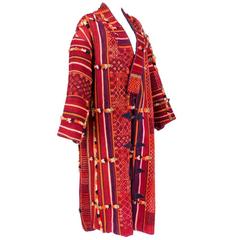 Moroccan Heavyweight Woven Multi-Color Carpet Coat with Coin Buttons