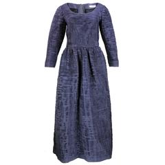 50s Sybil Connolly Signature Couture Eggplant Ruched Gown and Matching Wrap