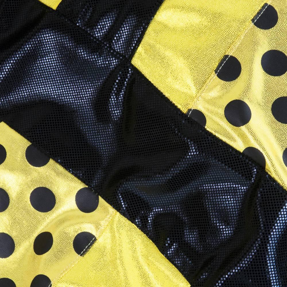 Women's or Men's 90s Oversized Yellow Polka Dot and Striped Neoprene Coat For Sale
