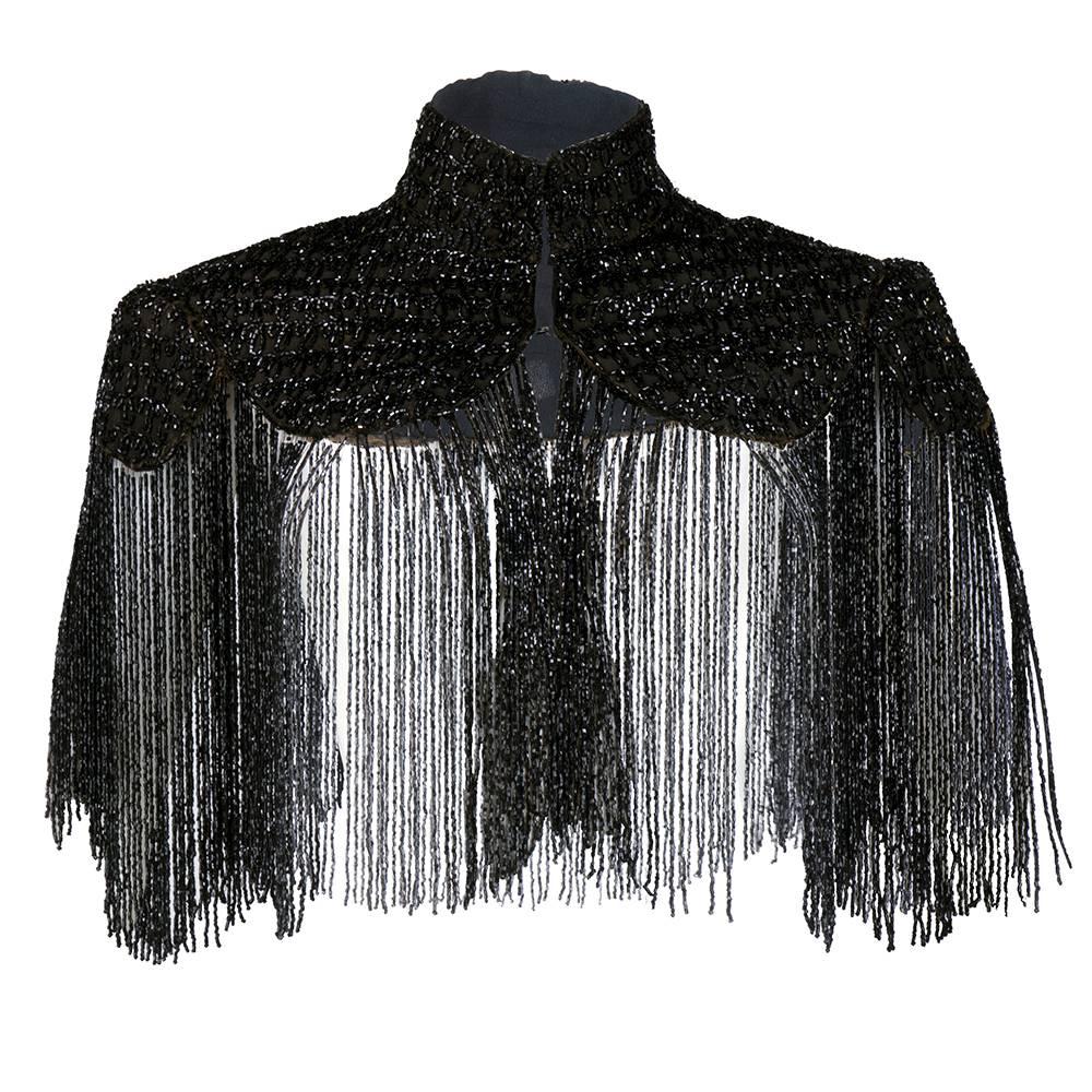 Victorian Black Jet Beaded Capelet with Long Fringe For Sale at 1stDibs ...