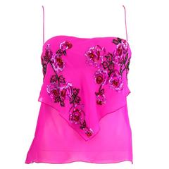 Vintage 90s UNGARO Hot Pink Embellished Camisole