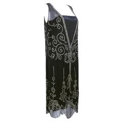 1920s Silk Chiffon Tunic w/Beautiful Rhinestone Decoration