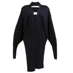 90s Thierry Mugler Black Matte Jersey Modernist Dress