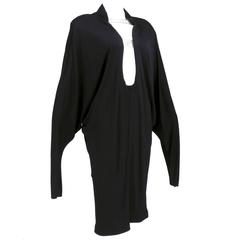 90s Thierry Mugler Black Matte Jersey Modernist Dress