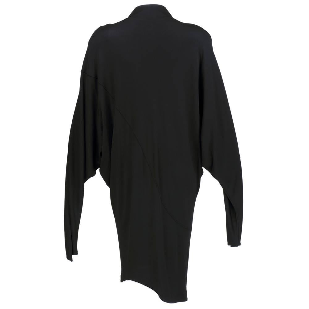 90s Thierry Mugler Black Matte Jersey Modernist Dress In Excellent Condition For Sale In Los Angeles, CA