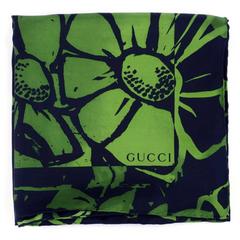 90s Gucci Silk Floral Print Scarf
