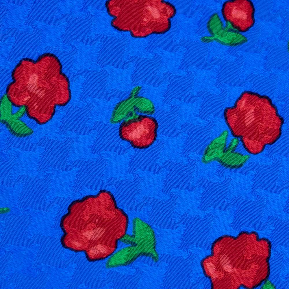 Blue 80s Yves Saint Laurent Silk Floral Print Scarf For Sale